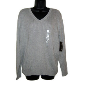 Kim Rogers Gray XL Cable Knit Sweater NWT